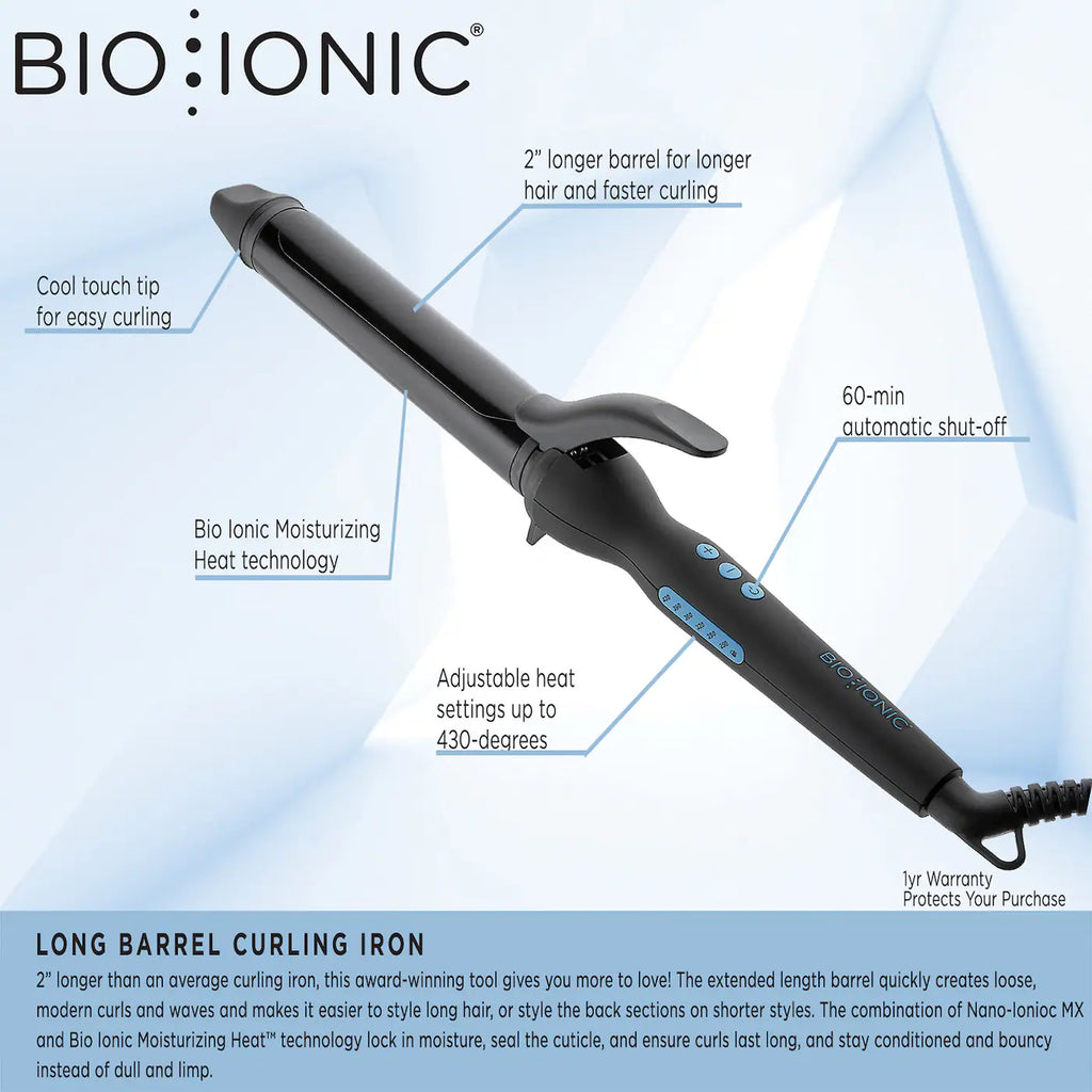 Bio Ionic Long Barrel Styler Pro Curling Iron 1"