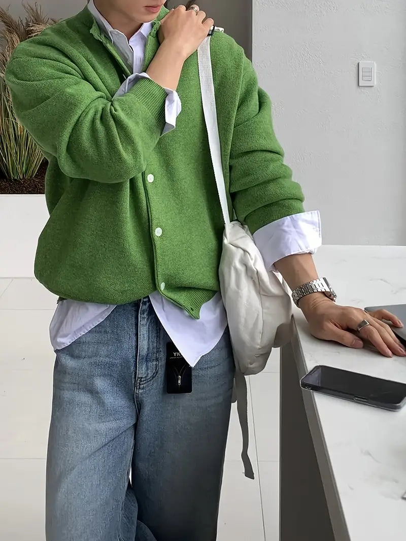 Mens-Casual-Knit-Cardigan-Sweater-in-Green-Color-7.webp